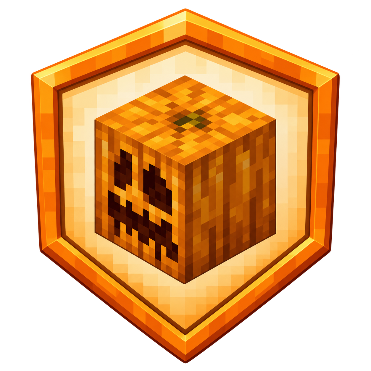 Orange Halloween pumpkin shield badge
